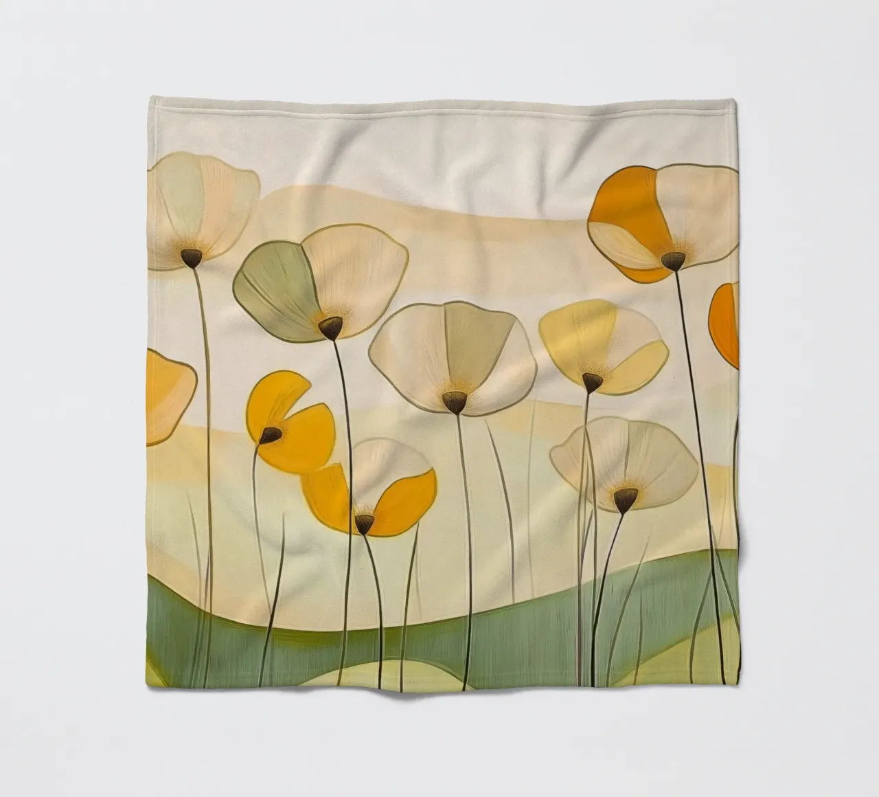 Fiori astratti in arancione e verde coperta in pile da Imagine