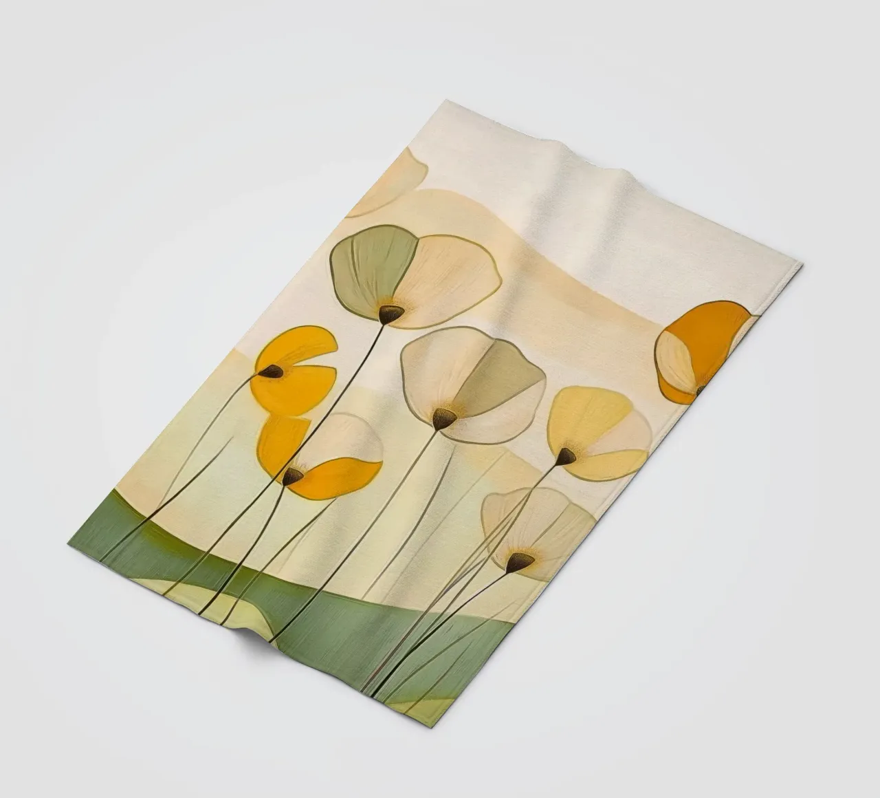 Fiori astratti in arancione e verde coperta in pile da Imagine