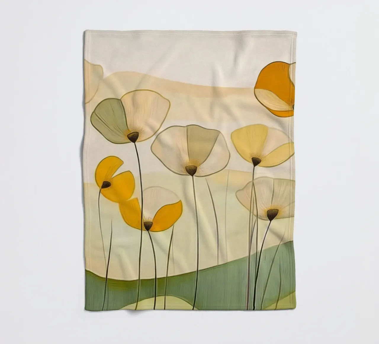 Fiori astratti in arancione e verde coperta in pile da Imagine