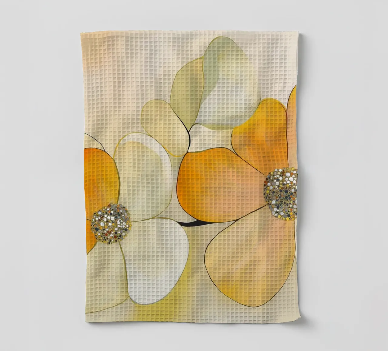 Abstract flowers tea towel by Imagine