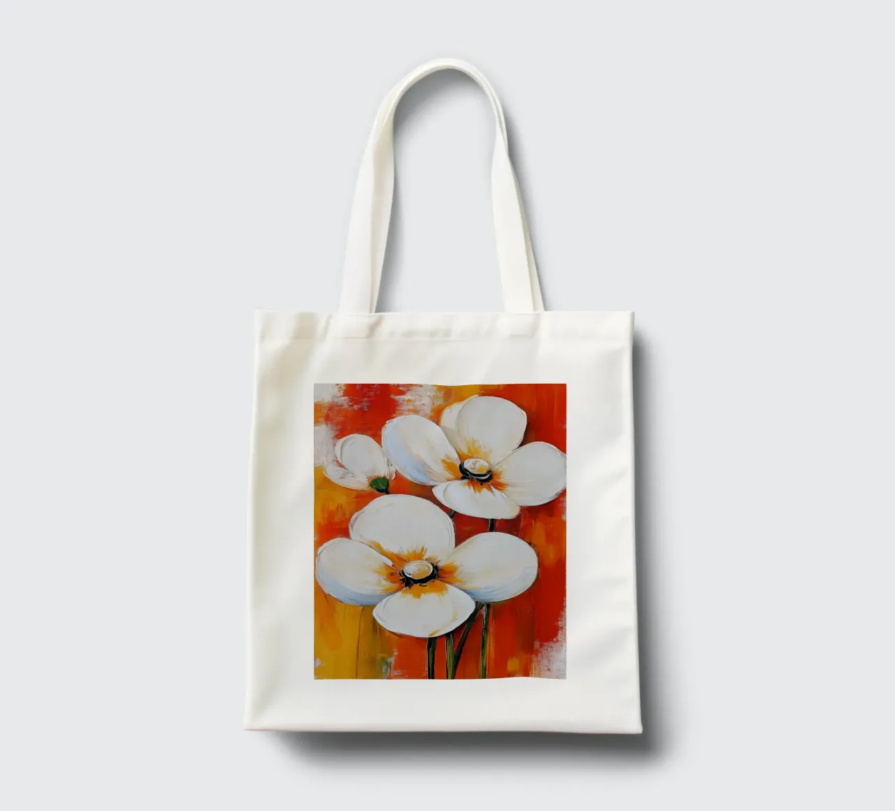 Fiori su sfondo rosso borsa in juta da Imagine
