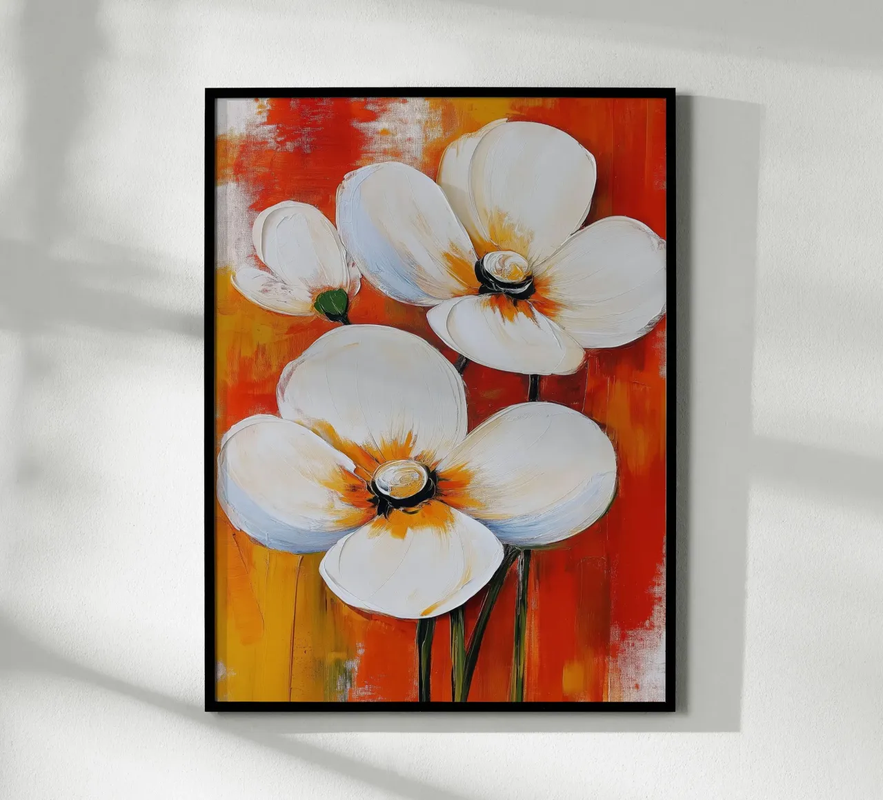 Blumen auf rotem Hintergrund Poster von Imagine