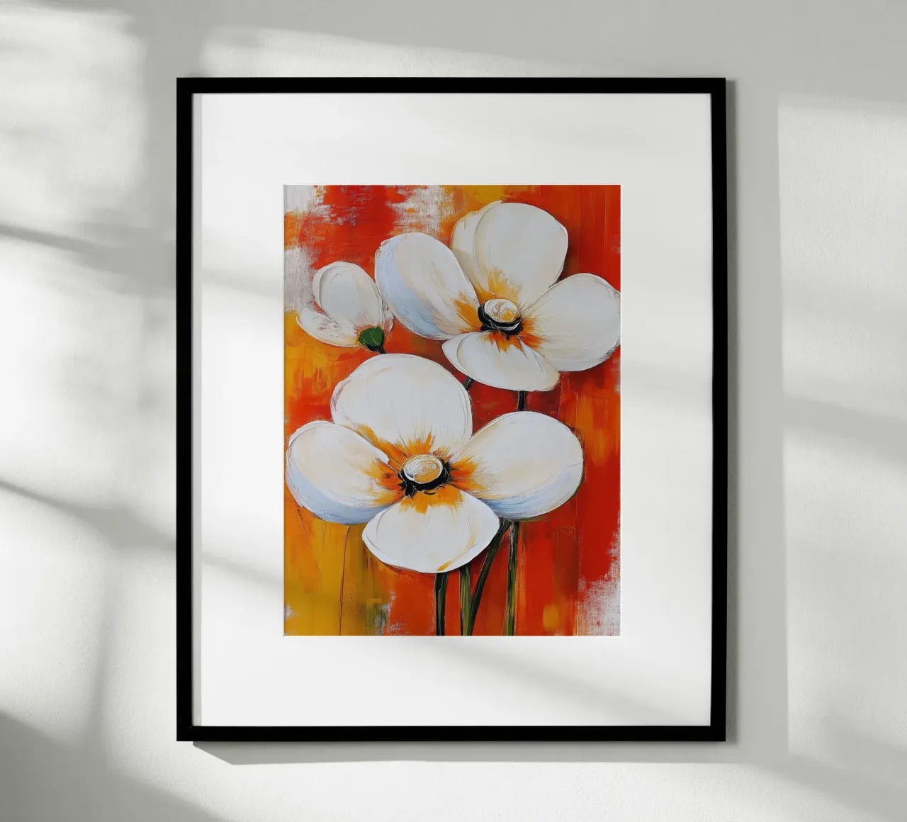Blumen auf rotem Hintergrund Poster von Imagine
