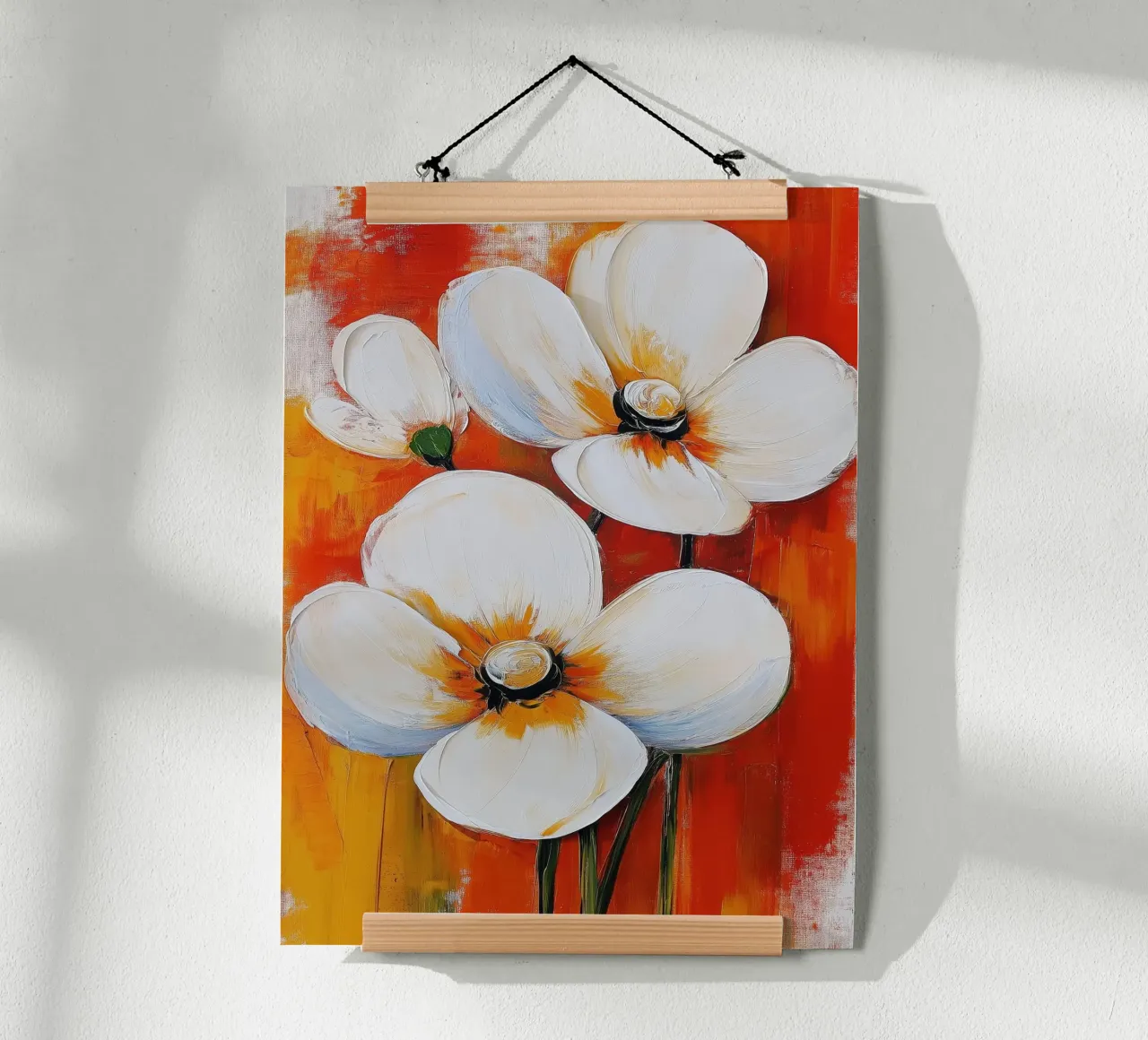 Blumen auf rotem Hintergrund Poster von Imagine