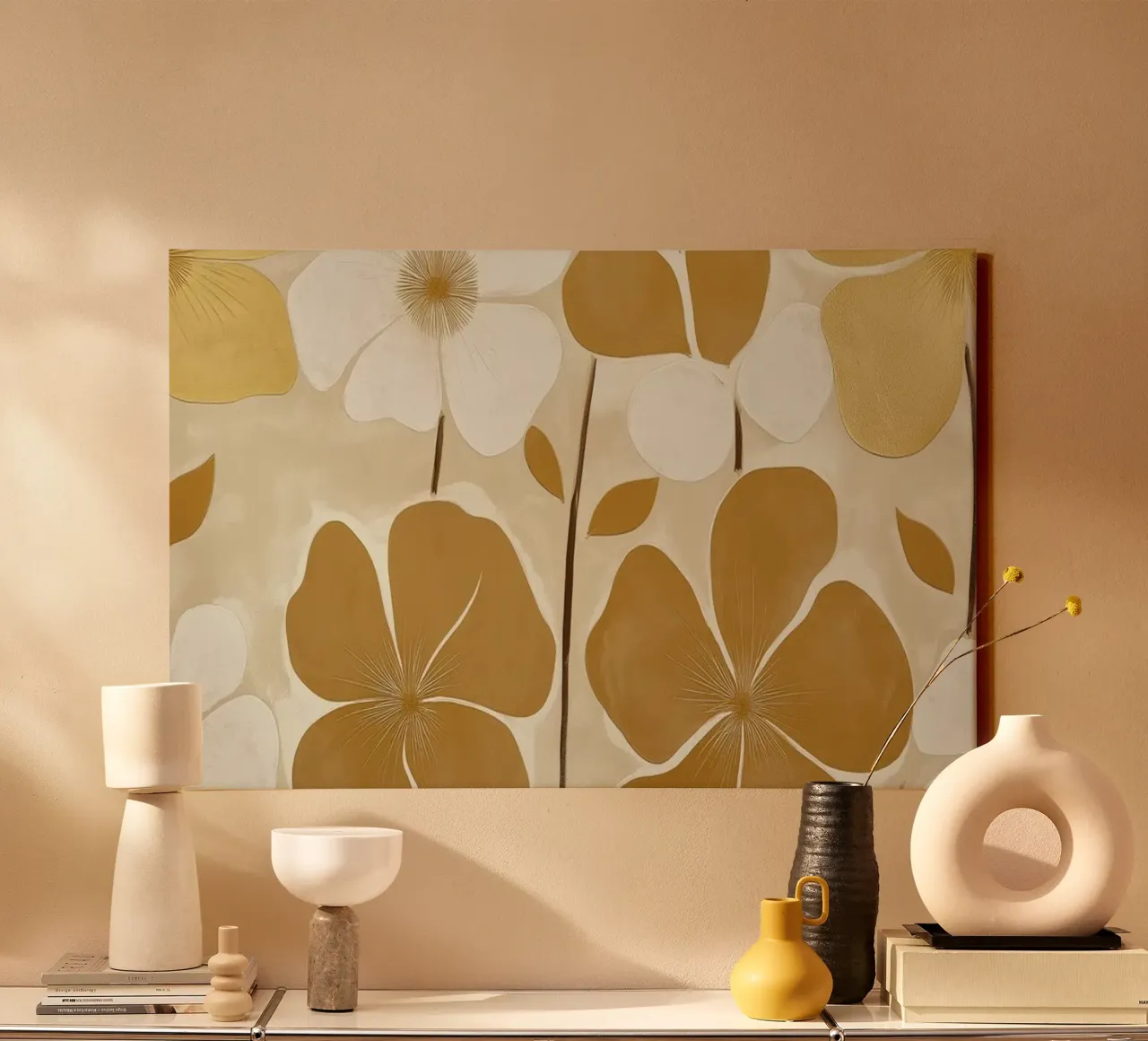 Fiori d'oro tela con Cornice a cassetta da Imagine