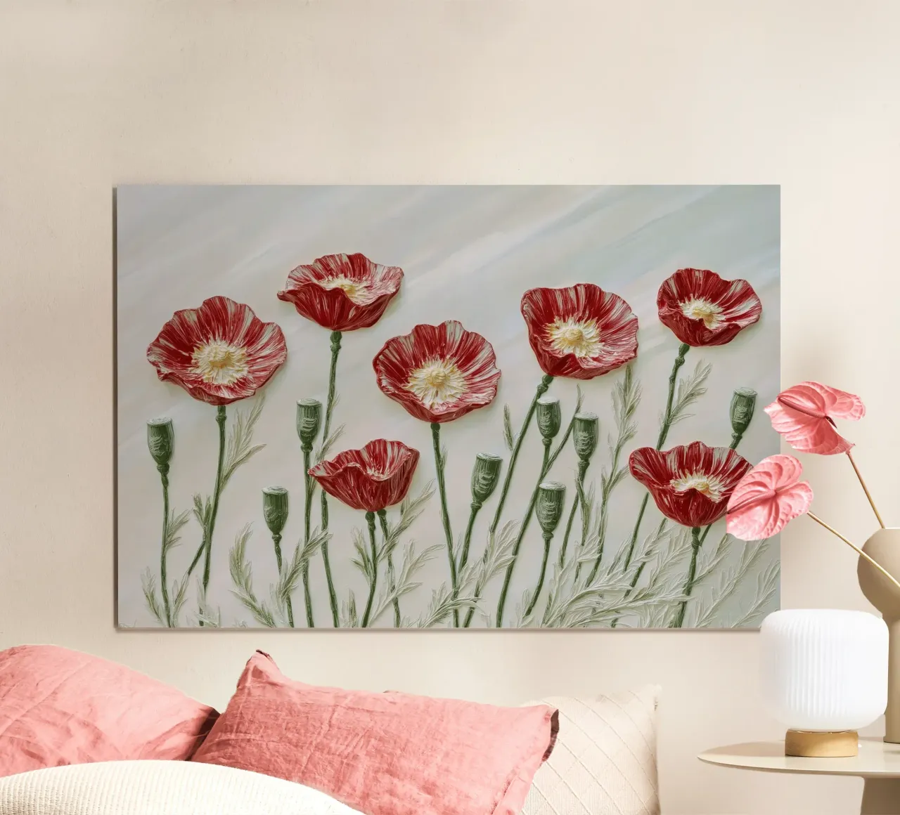 Fiori rossi poster con telaio in plastica da Imagine