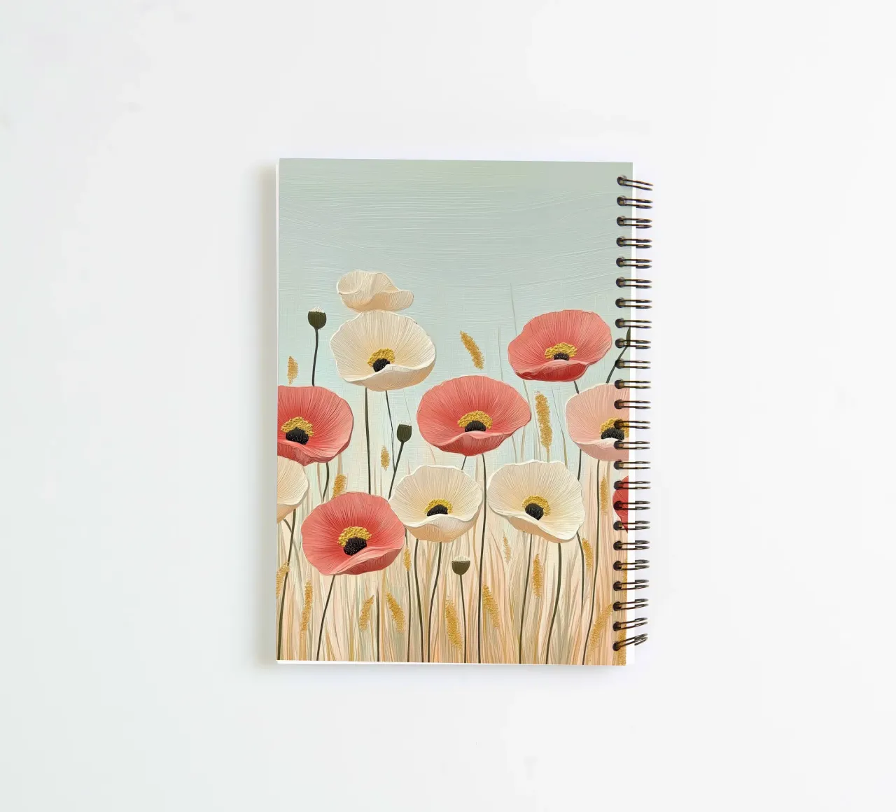 Red and white poppies spiral notebook by Imagine