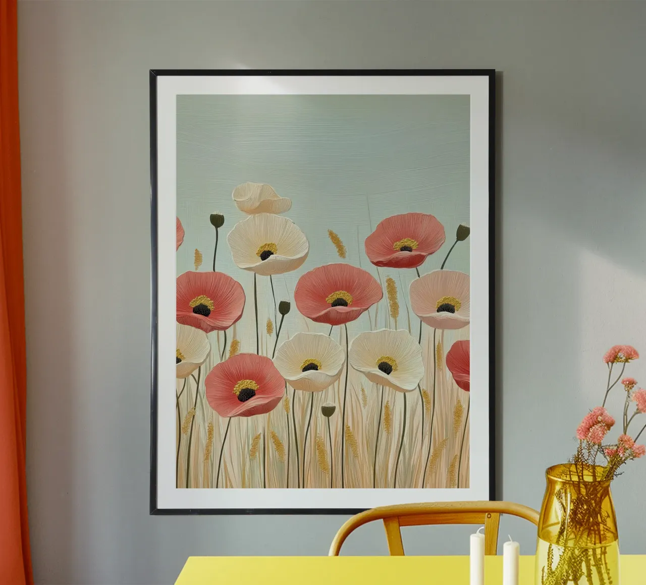 Red and white poppies hahnemühle by Imagine