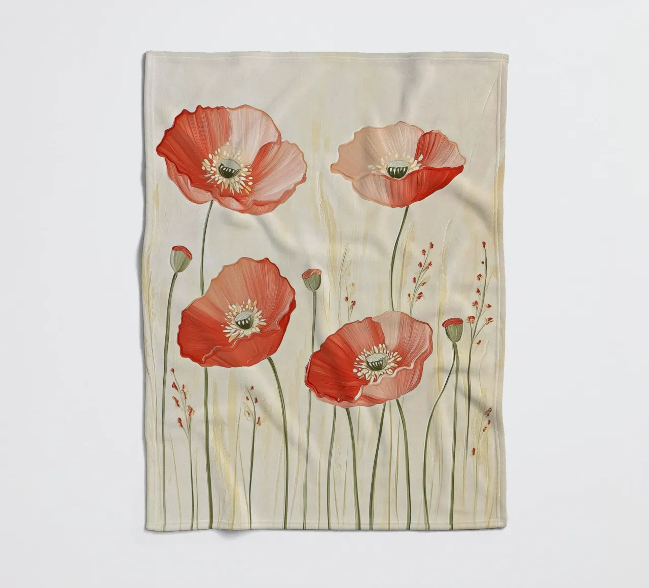 Red poppies fleece blanket by Imagine