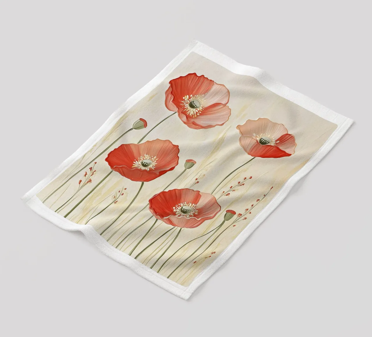 Red poppies fleece blanket by Imagine
