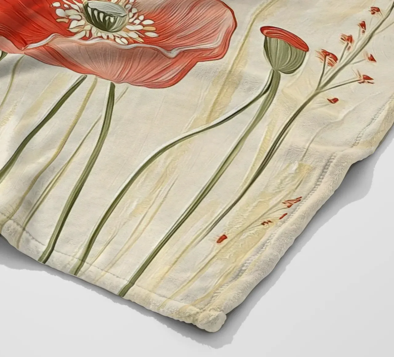 Red poppies fleece blanket by Imagine