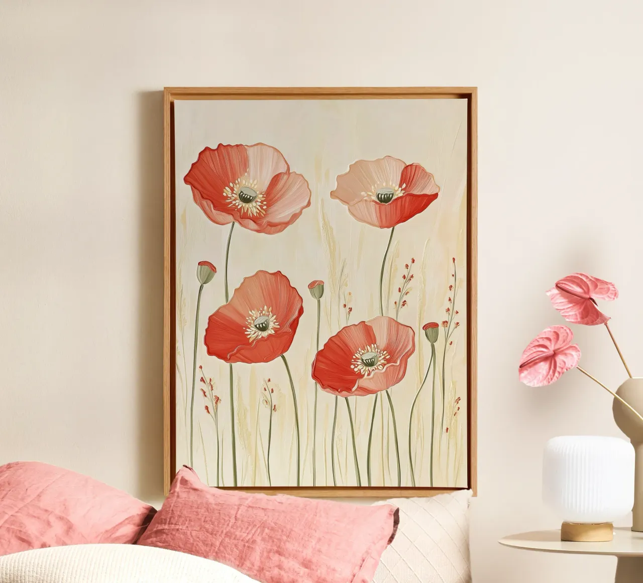 Red poppies canvas with Floater frame by Imagine
