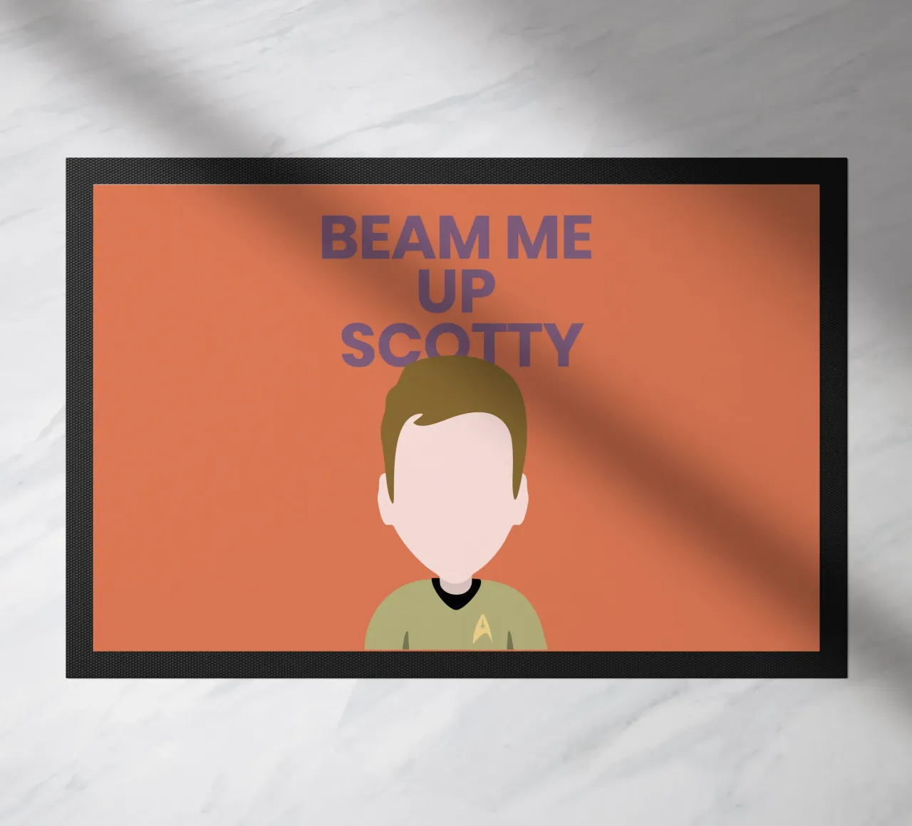 “Beam Me Up Scotty” Minimalist Art – Iconic Star Trek Print zerbino da Studio Mooodz