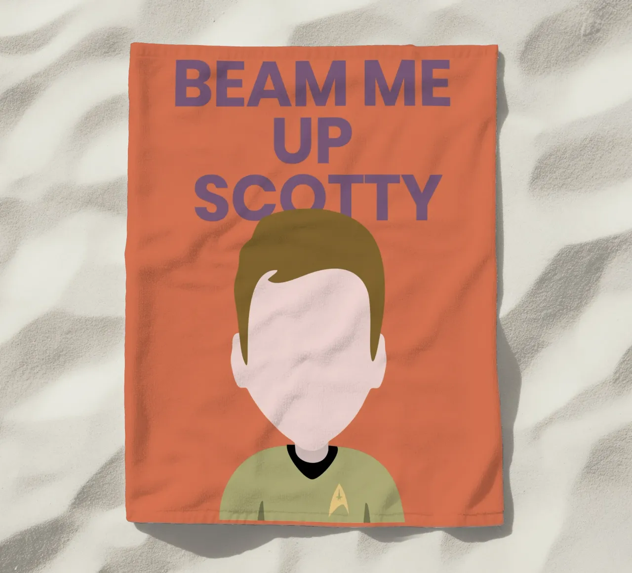 “Beam Me Up Scotty” Minimalist Art – Iconic Star Trek Print telo mare da Studio Mooodz