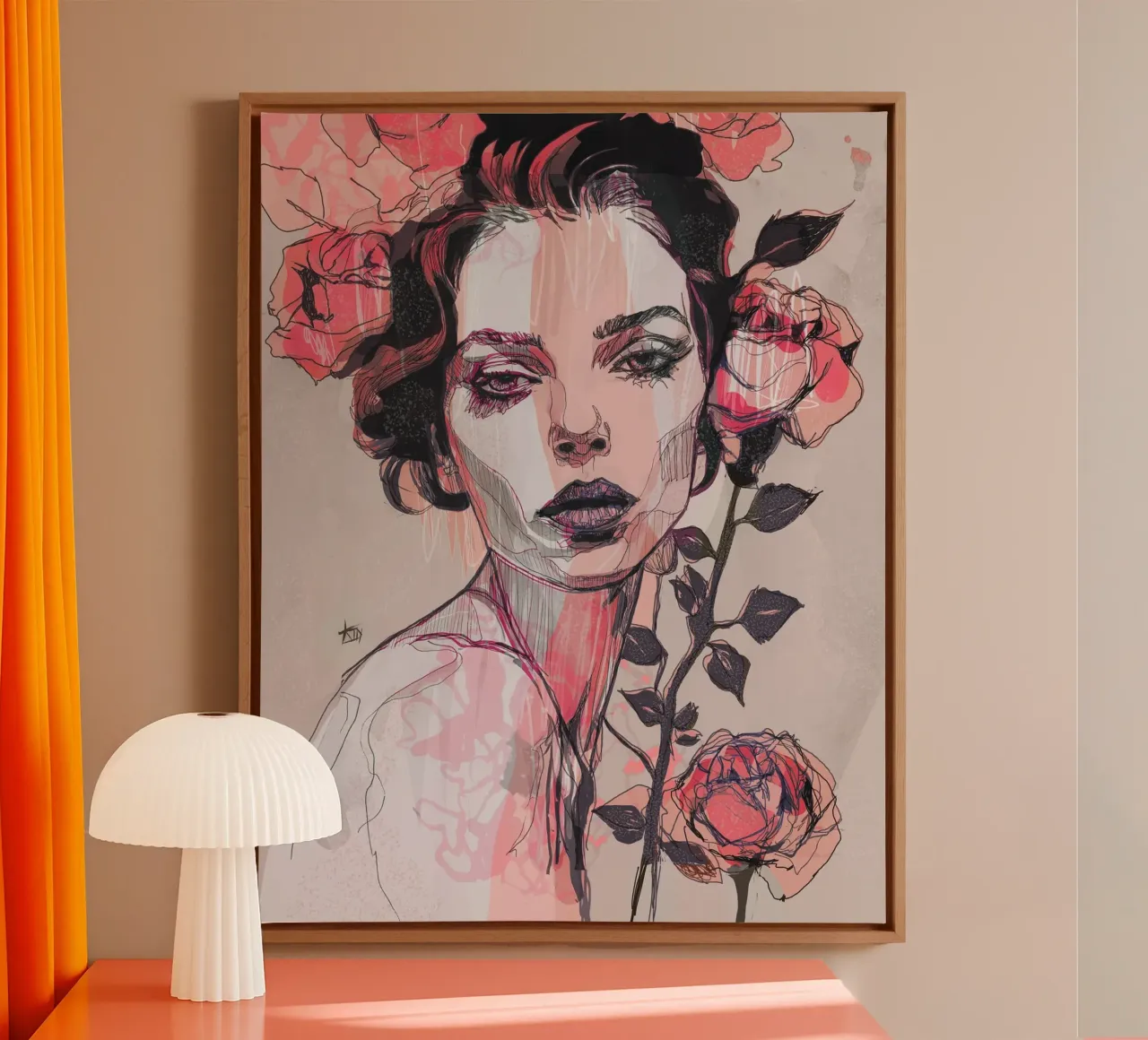 rosa nera tela con Cornice a cassetta da Giulio Iurissevich