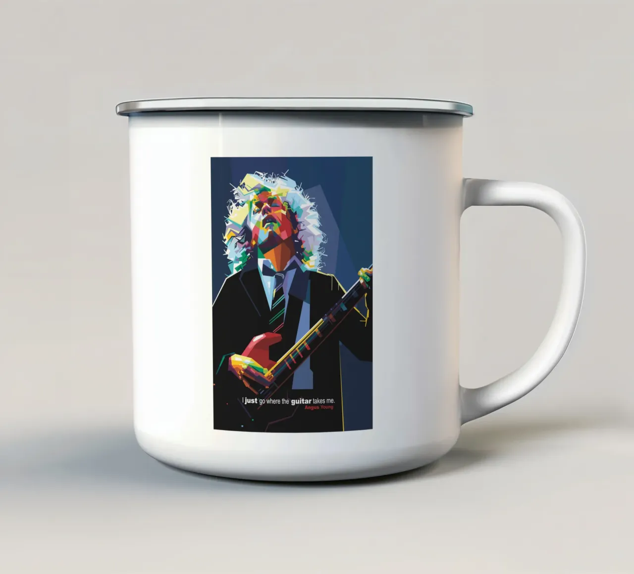 Ich gehe einfach dahin, wo die Gitarre mich hinführt Emaille Tasse von Alkahfsmart