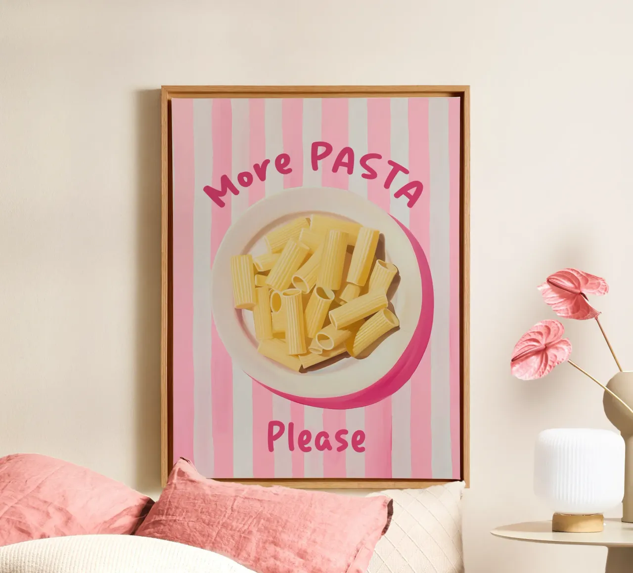 Piatto di pasta del buon umore tela con Cornice a cassetta da Carinaprint