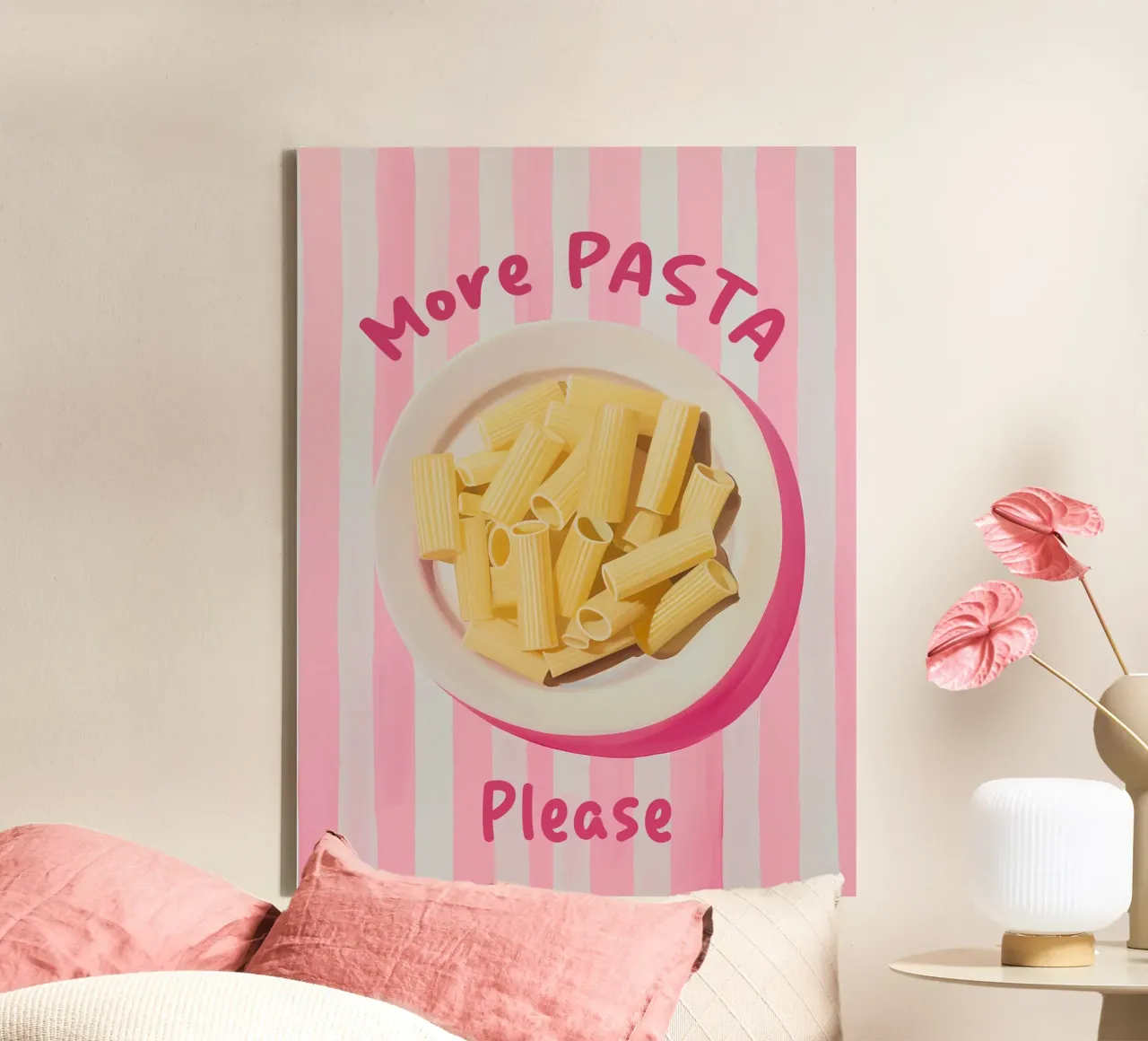 Piatto di pasta del buon umore tela con Cornice a cassetta da Carinaprint