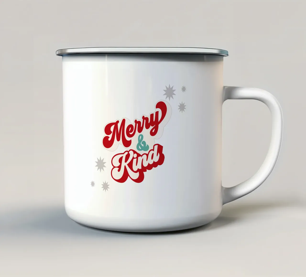 "Auguri di buon Natale e di buon anno "Merry & Kind tazza in smalto da Dominique Vari Words