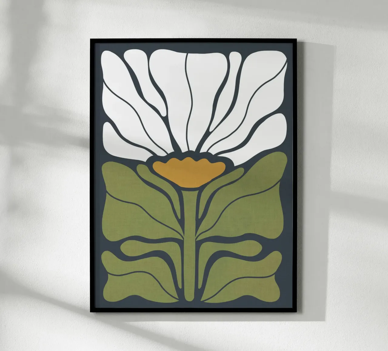 Boho Art Nouveau Solo Floral 1/3 - White Green Blue poster with plastic frame by Dominique Vari