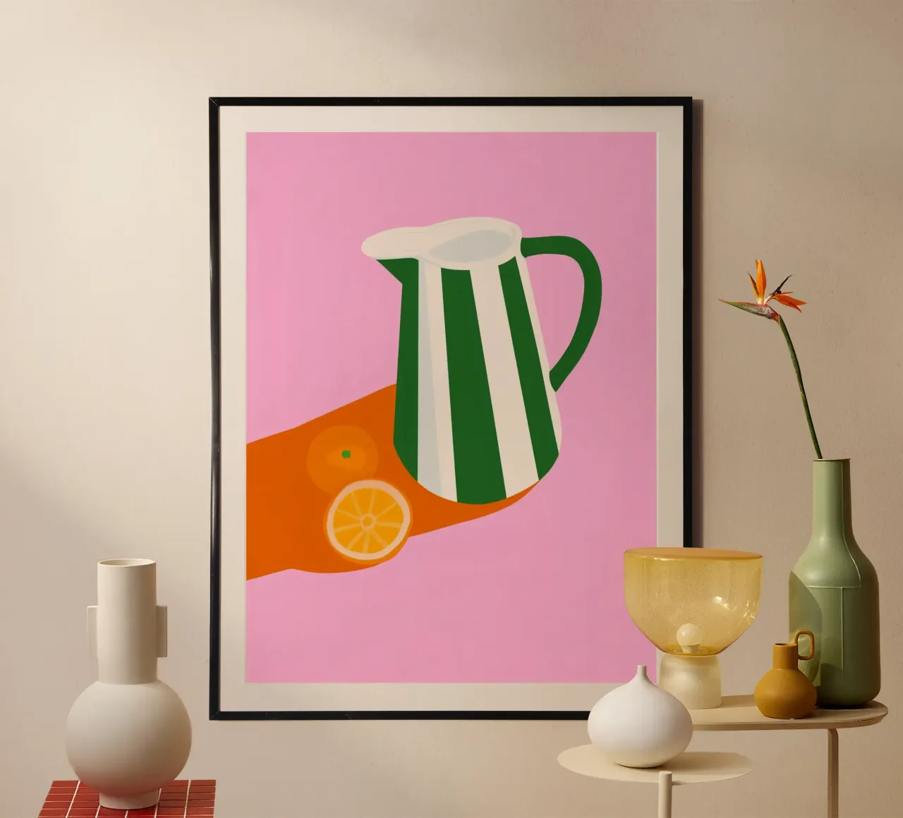 Frische Limonaden Farben Poster mit Holzrahmen von Carinaprint