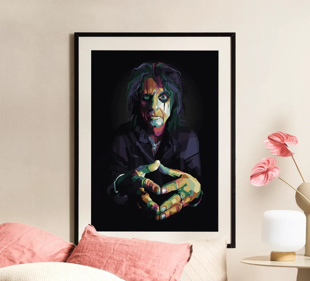 Der Pate des Schock-Rocks Poster mit Kunststoffrahmen von Alkahfsmart
