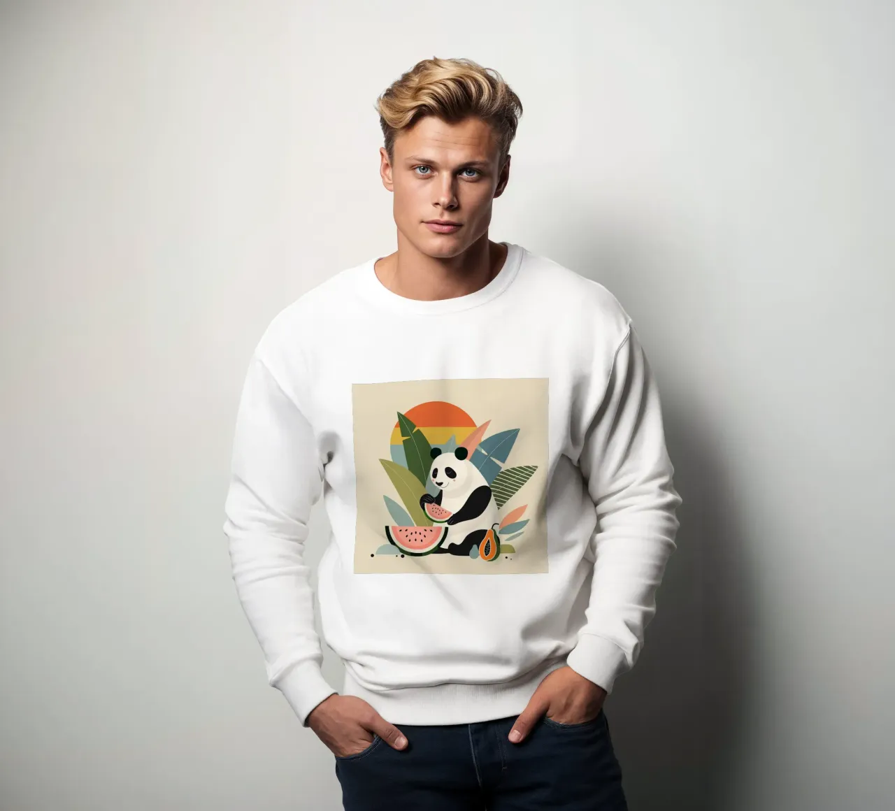 Panda con piante e frutti esotici felpa da namosh