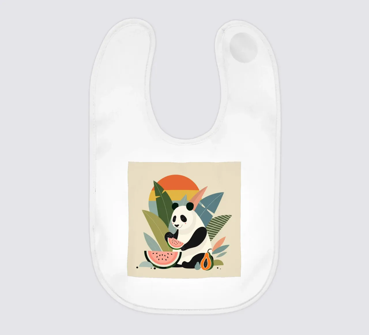 Panda con piante e frutti esotici bavaglino da namosh