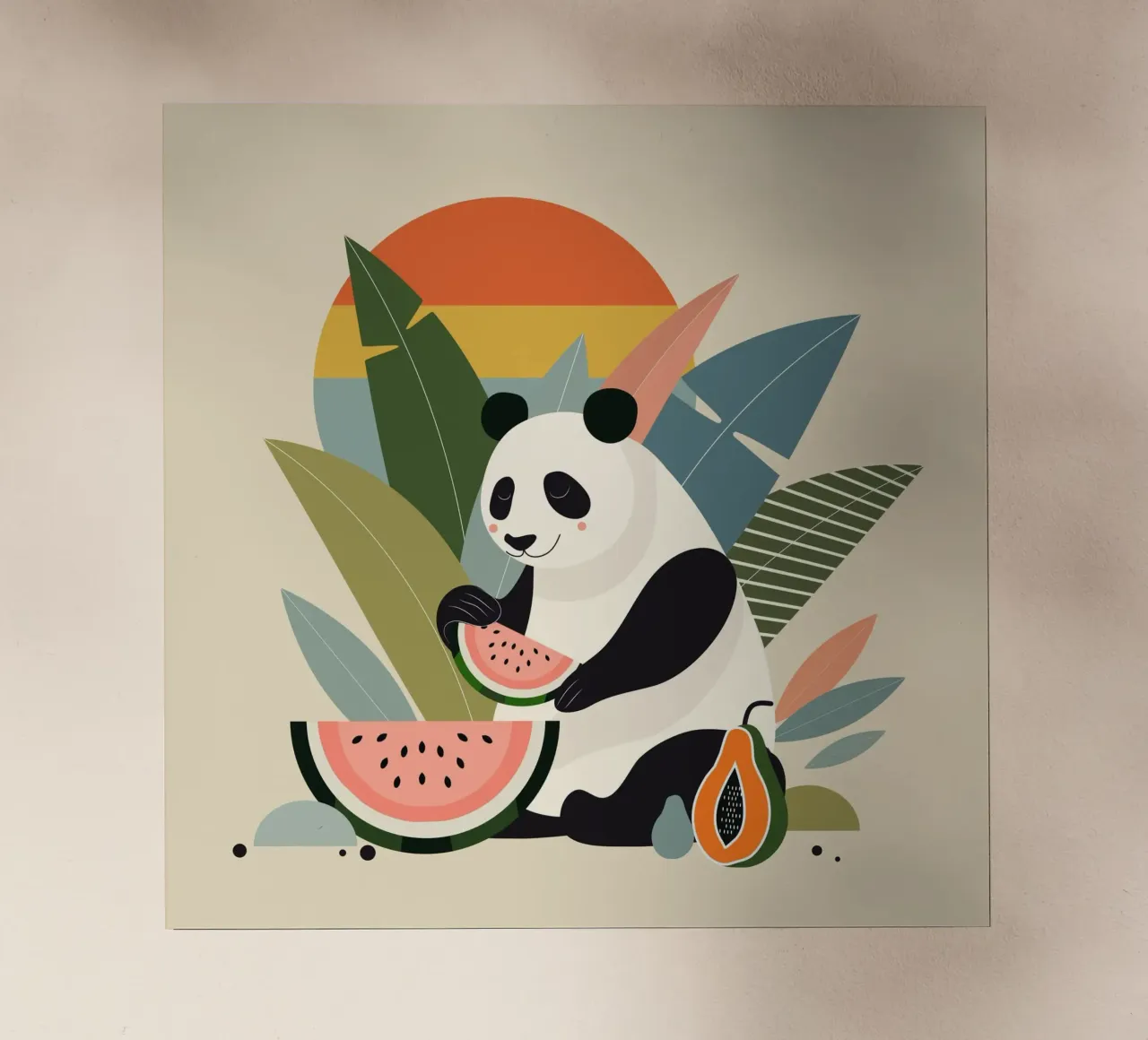 Panda con piante e frutti esotici pellicola backlit da namosh