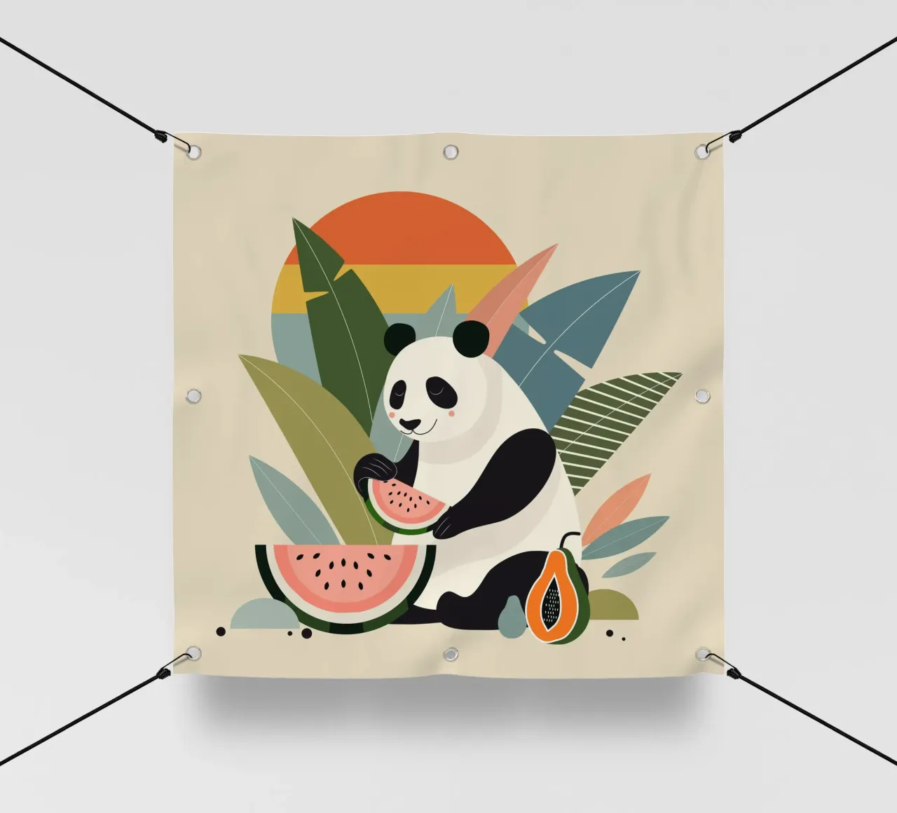 Panda con piante e frutti esotici telo in pvc da namosh
