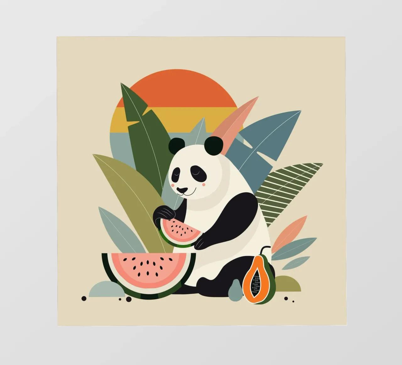 Panda con piante e frutti esotici telo in pvc da namosh