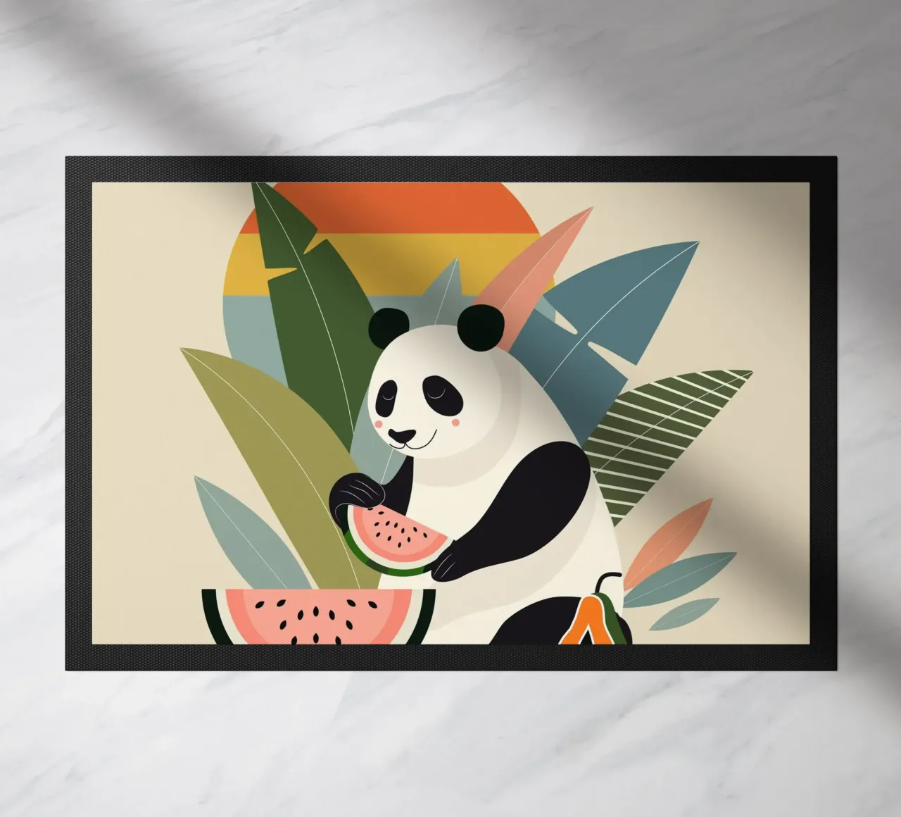 Panda con piante e frutti esotici zerbino da namosh