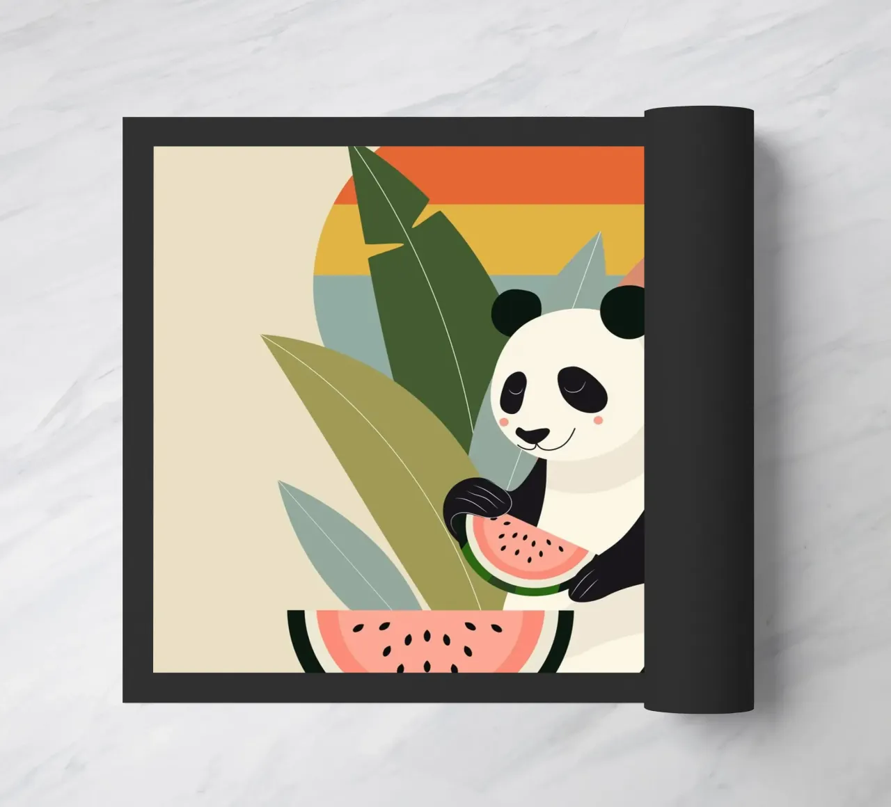 Panda con piante e frutti esotici zerbino da namosh