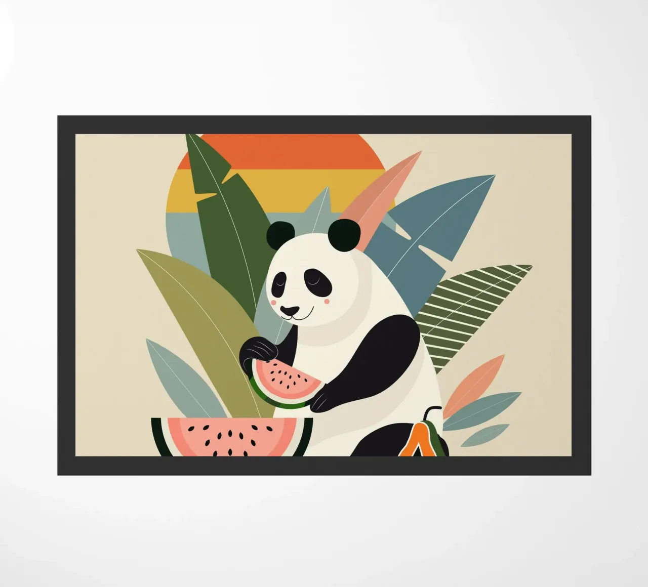 Panda con piante e frutti esotici zerbino da namosh