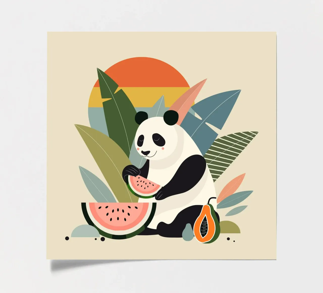 Panda with exotic plants and fruits sticker sheet by namosh