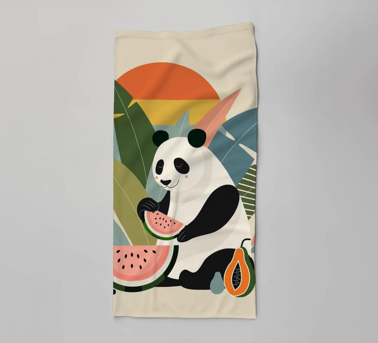 Panda con piante e frutti esotici asciugamano da bagno da namosh