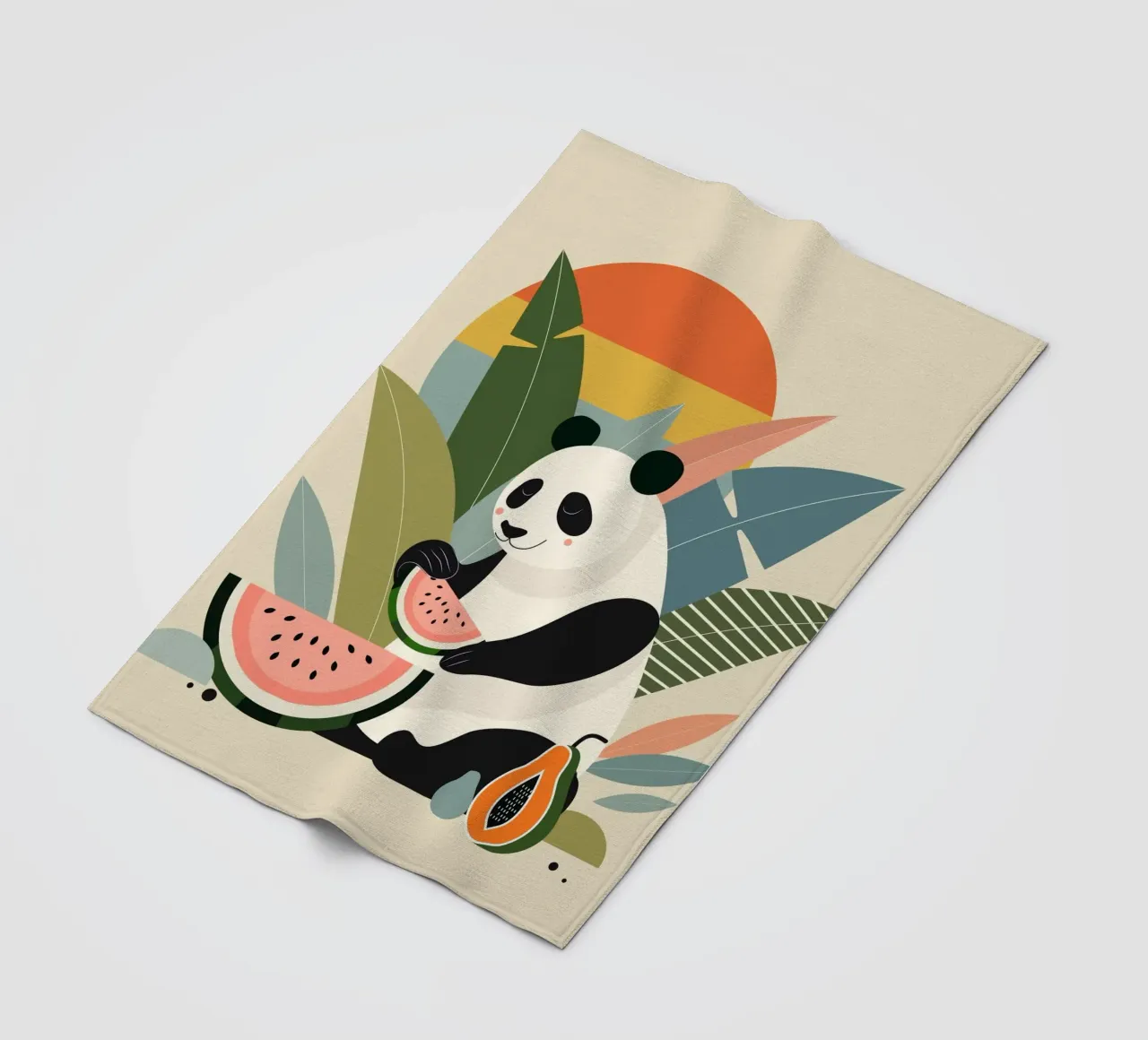 Panda con piante e frutti esotici coperta in pile da namosh