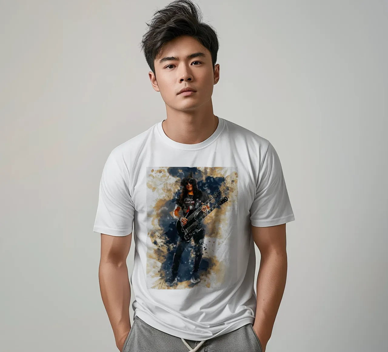 Sbaffo di Slash e chitarra a doppio manico t-shirt da Gunawan Rb