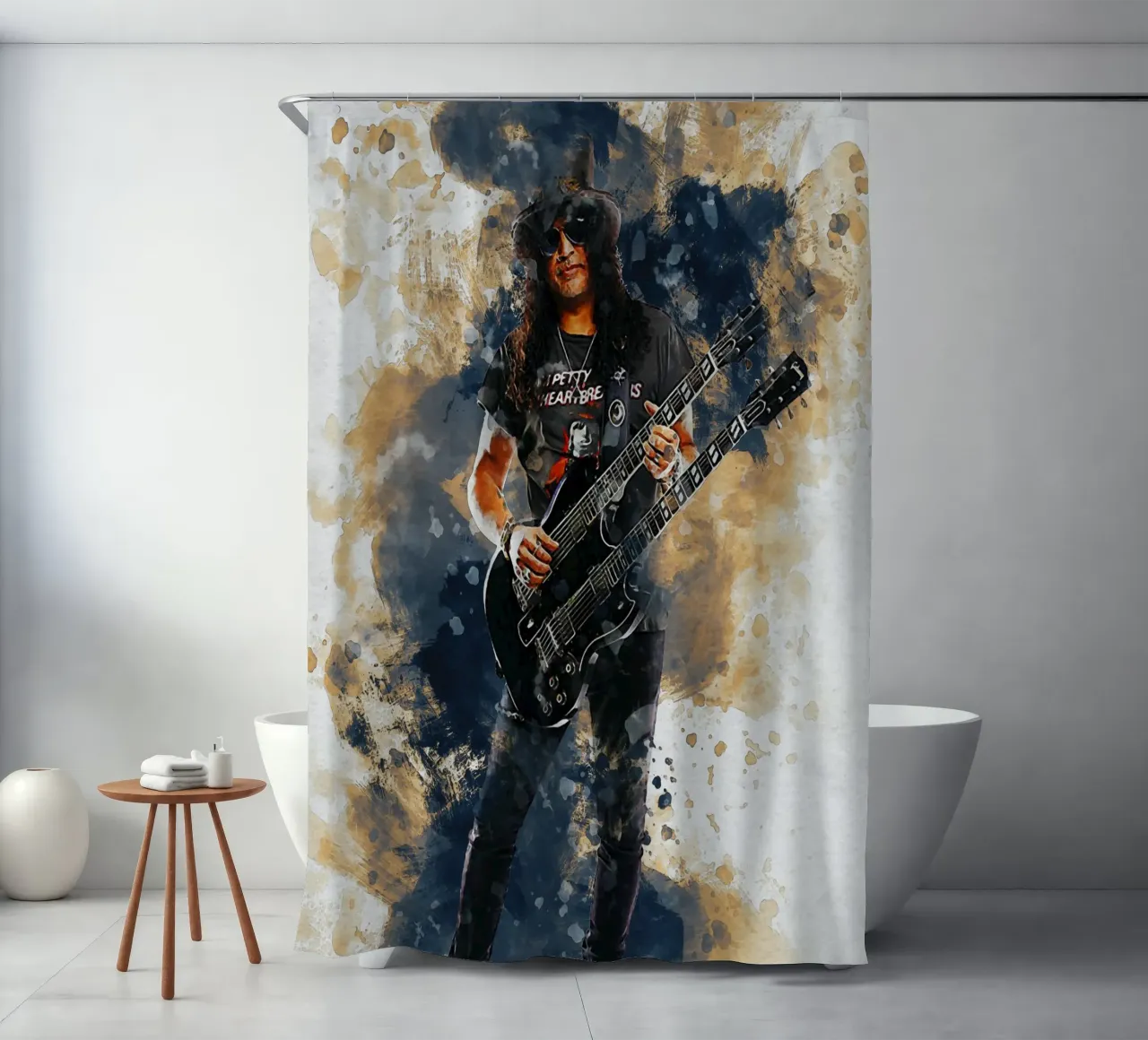 Sbaffo di Slash e chitarra a doppio manico tenda da doccia da Gunawan Rb