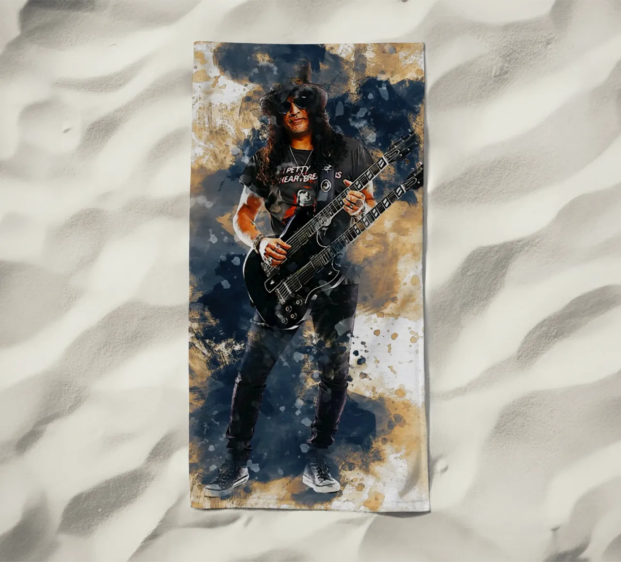 Sbaffo di Slash e chitarra a doppio manico telo mare da Gunawan Rb