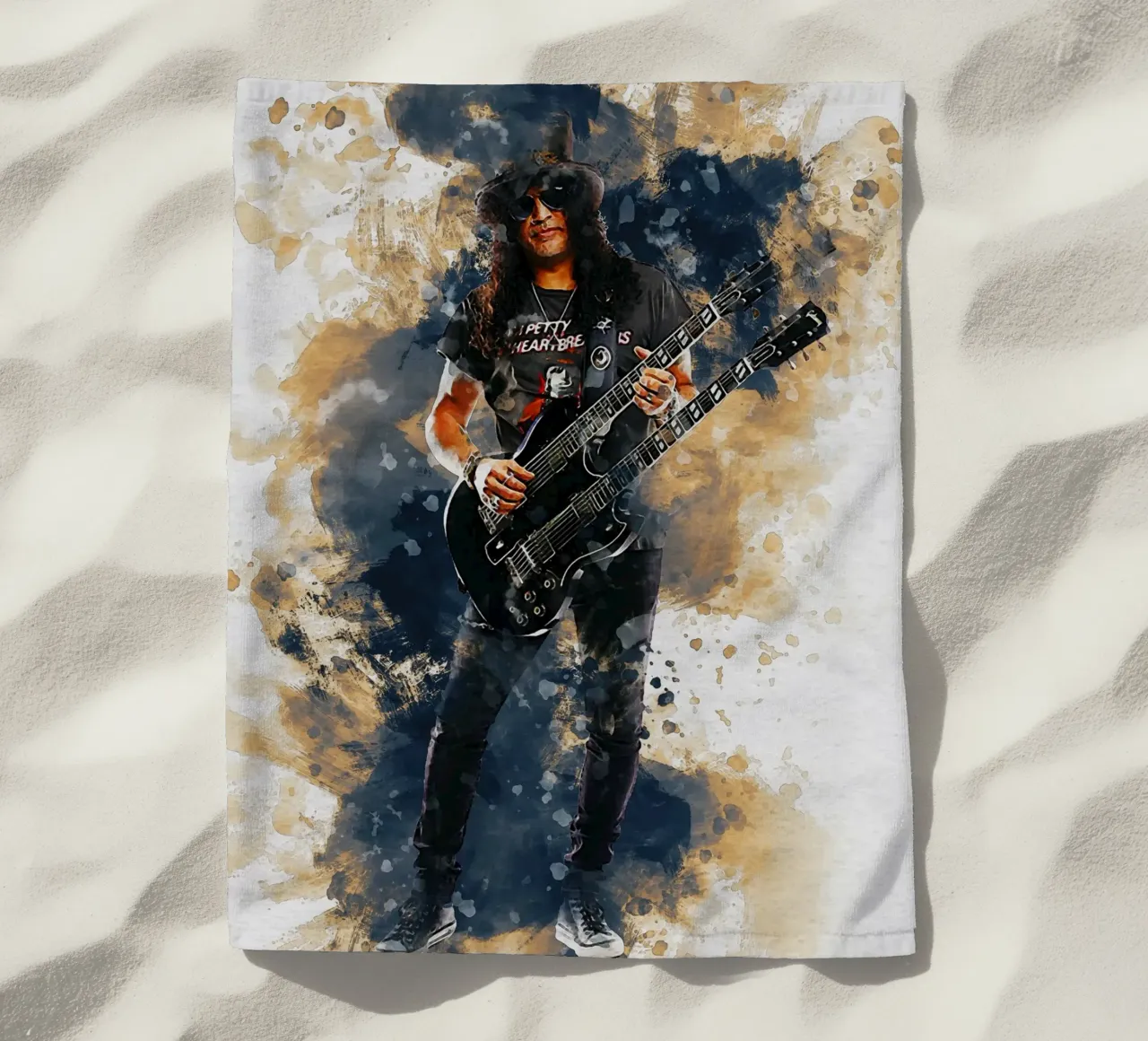 Sbaffo di Slash e chitarra a doppio manico telo mare da Gunawan Rb