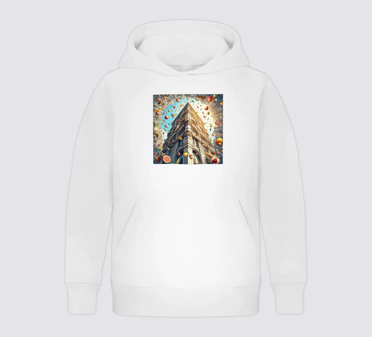 Sphere 047 - Surreal Building With Floating Fruits felpa bambino con cappuccio da Spheres