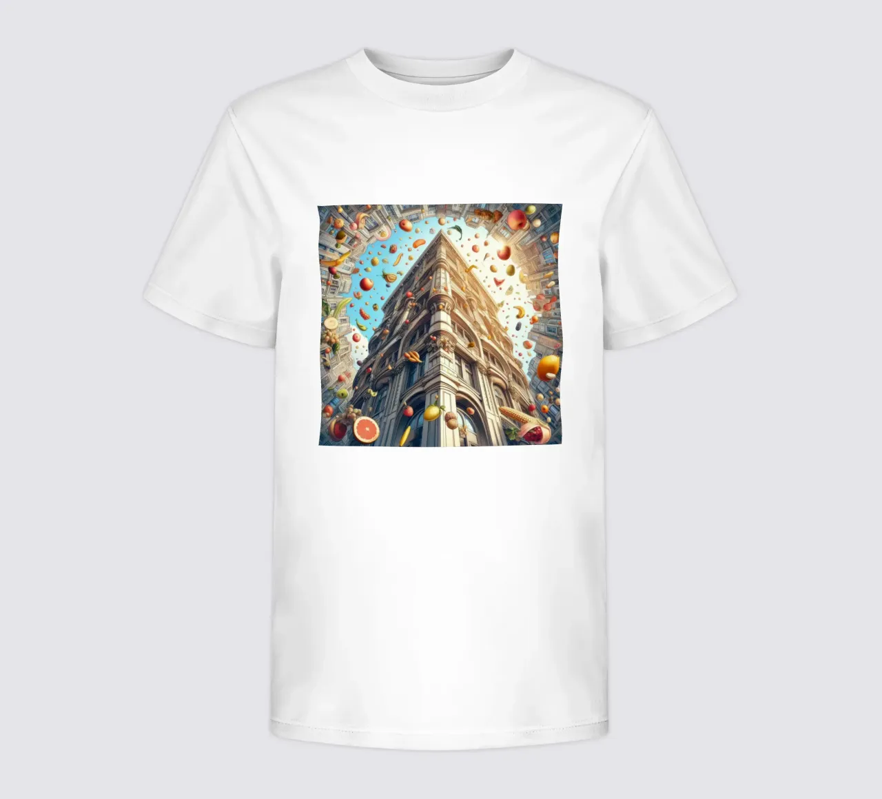 Sphere 047 - Surreal Building With Floating Fruits t-shirt bambini da Spheres
