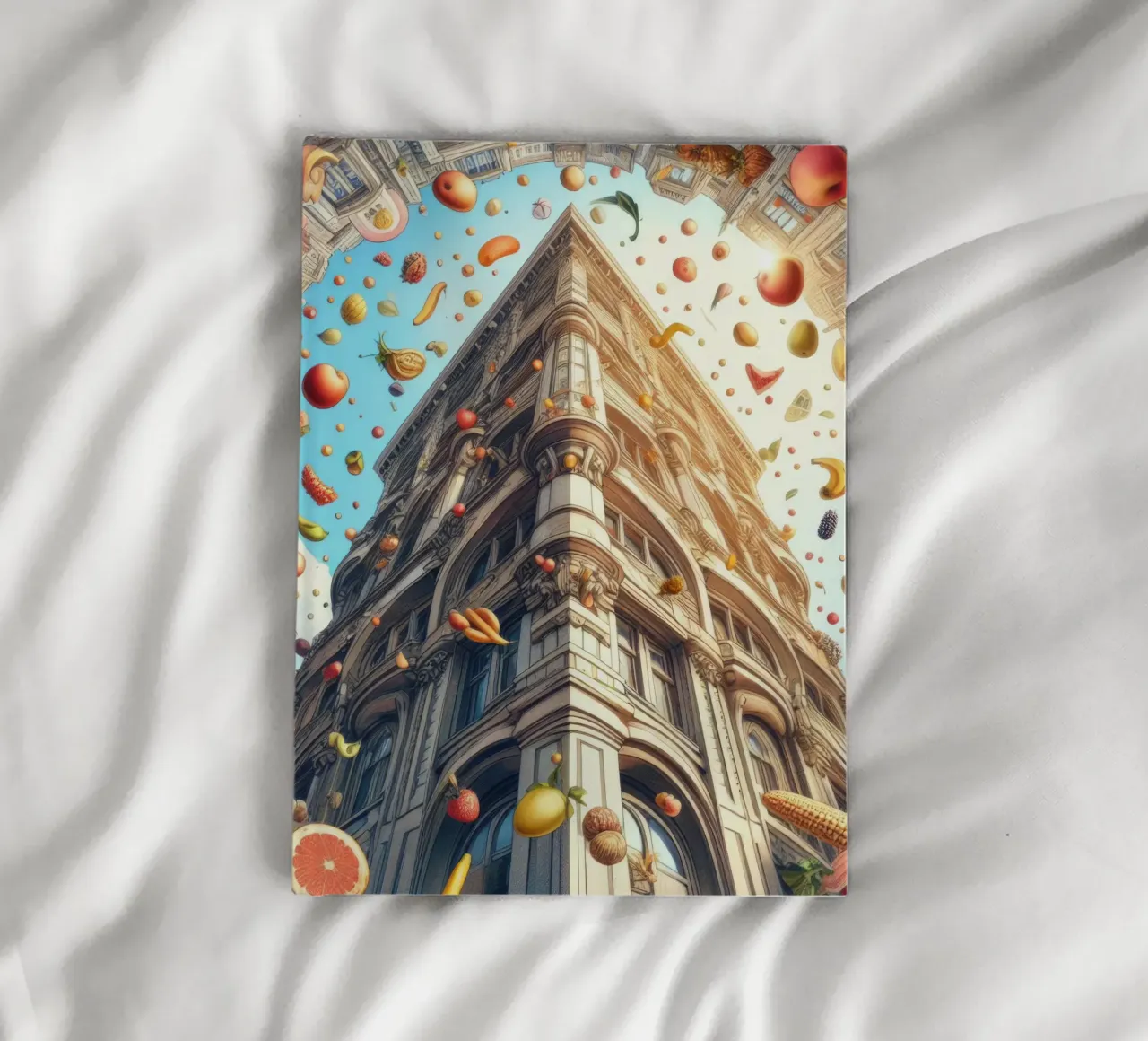 Sphere 047 - Surreal Building With Floating Fruits Notizbuch von Spheres