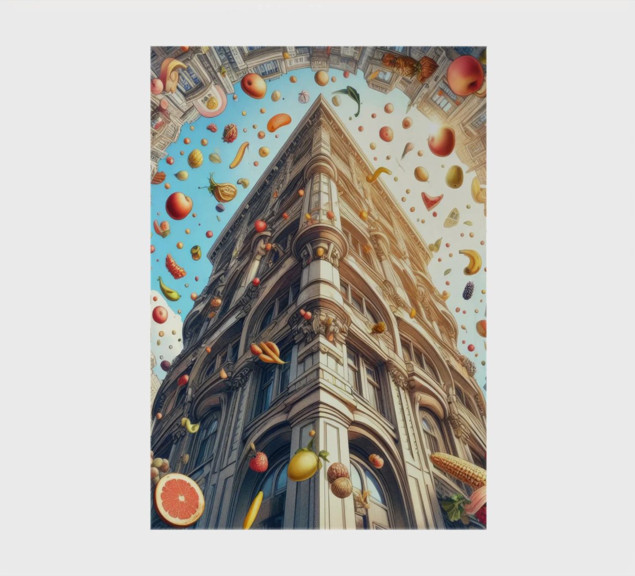Sphere 047 - Surreal Building With Floating Fruits diario da Spheres