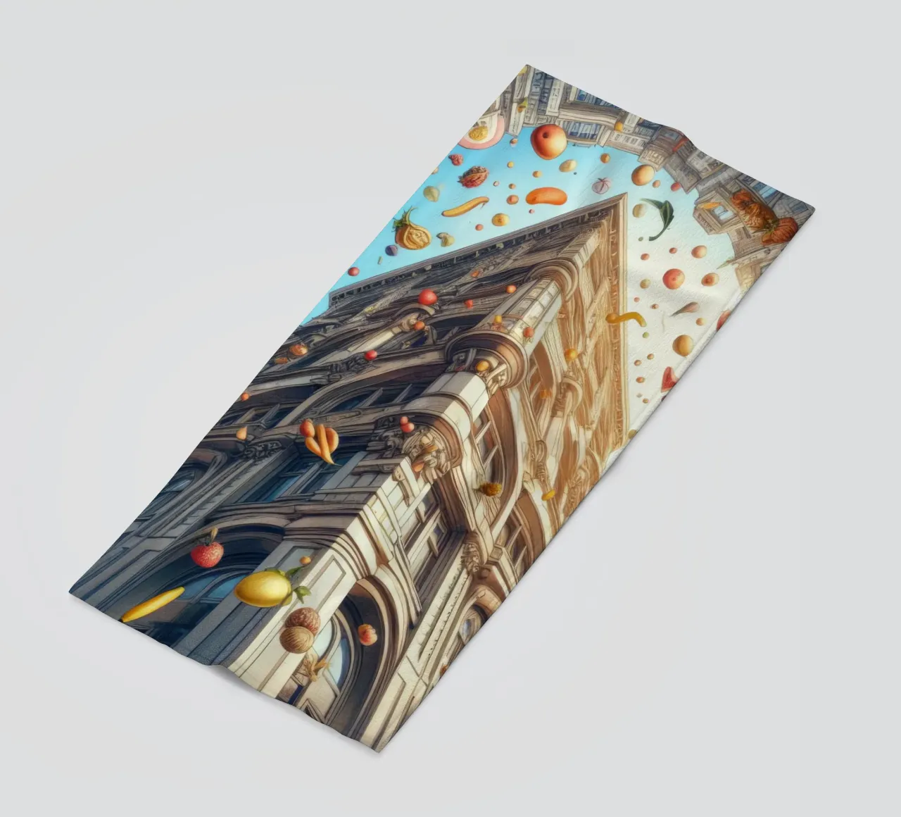 Sphere 047 - Surreal Building With Floating Fruits telo mare da Spheres