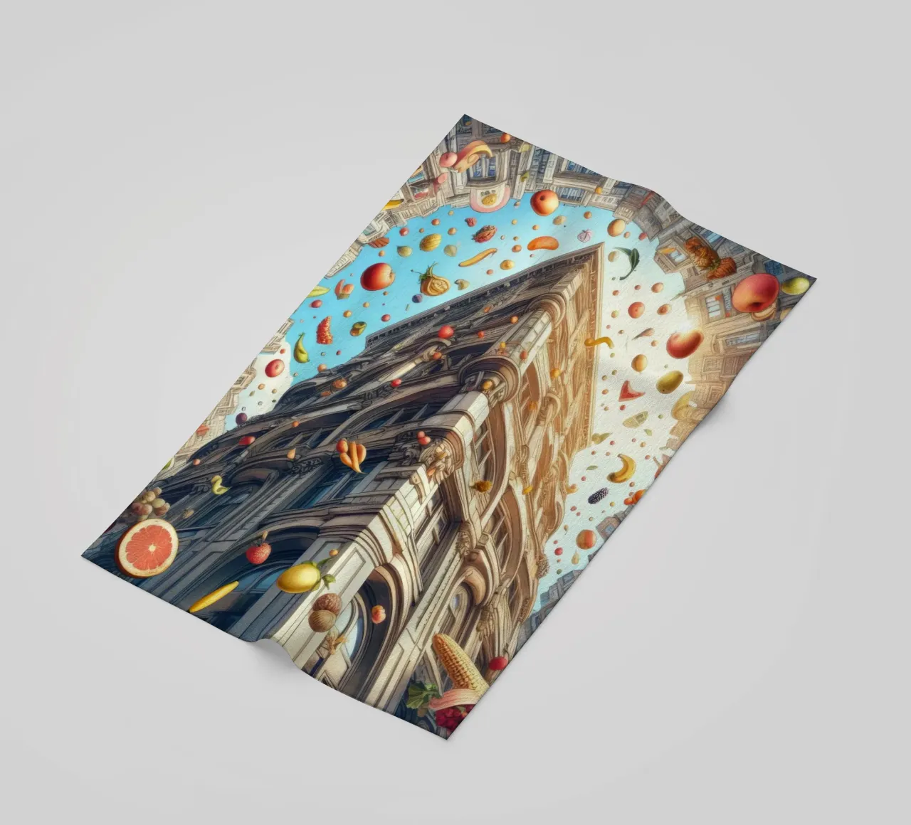 Sphere 047 - Surreal Building With Floating Fruits telo mare da Spheres