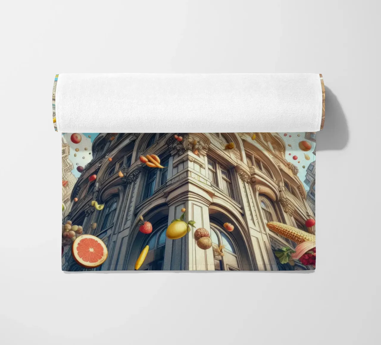 Sphere 047 - Surreal Building With Floating Fruits telo mare da Spheres