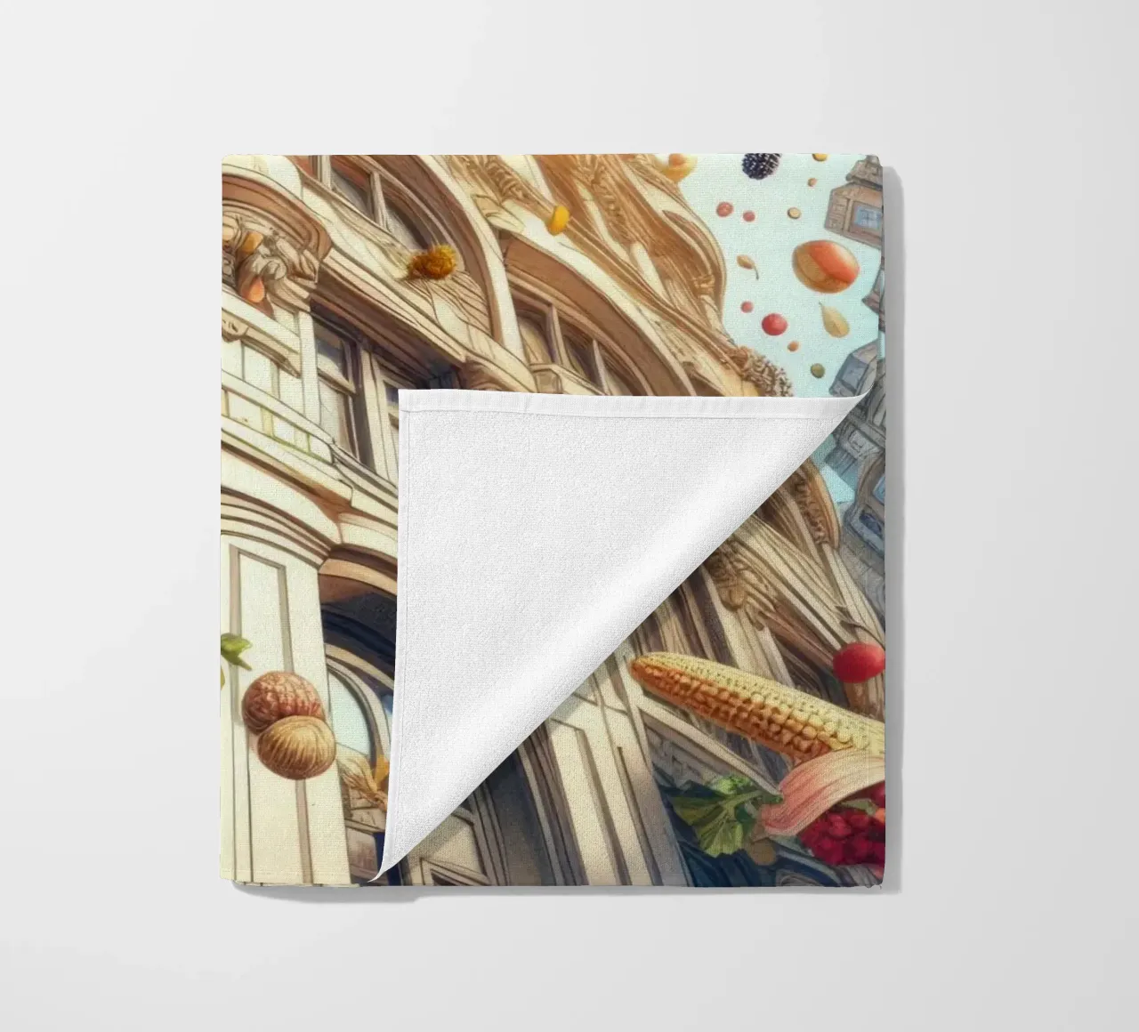 Sphere 047 - Surreal Building With Floating Fruits telo mare da Spheres