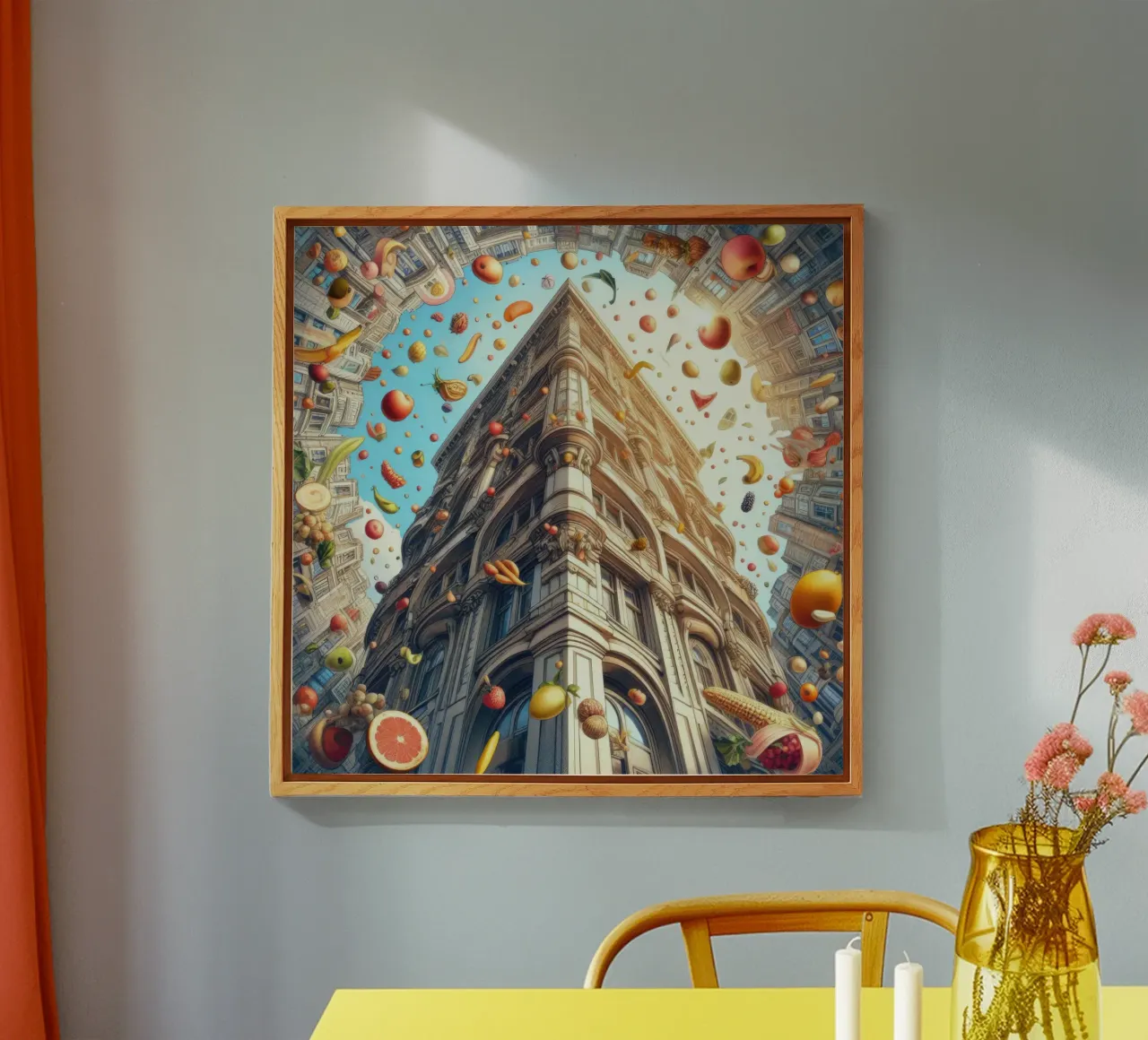 Sphere 047 - Surreal Building With Floating Fruits plexiglass da Spheres